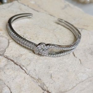 Luxury Bangle Bracelet CZ Stainless steel Silver Adjustable